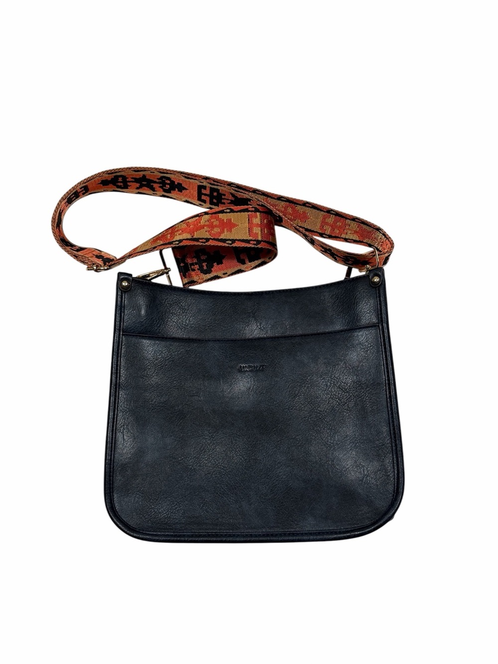 HKCLUF Vegan Leather Hobo Crossbody Bag removable decorative strap dark blue med